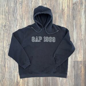 GAP Varsity-Inspired “1969” Logo Hoodie Hooded Sweatshirt Mens XL Black White